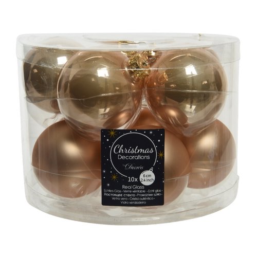 Decoris kerstballen glas toffee - D 6 cm