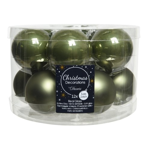Decoris kerstballen glas mosgroen - D 5 cm