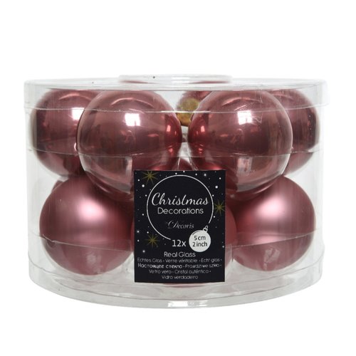 Decoris kerstballen glas velours roze - D 5 cm