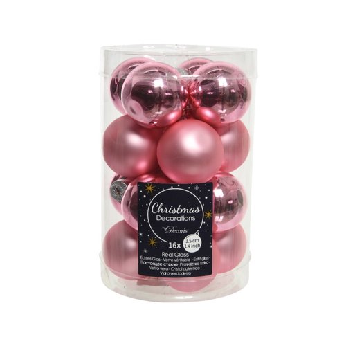 Decoris kerstballen glas lippenstift roze - D 3,5 cm
