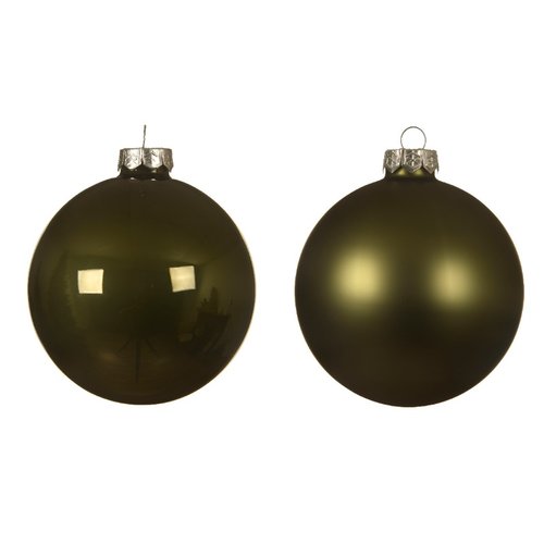 Decoris kerstballen glas mosgroen - D 10 cm