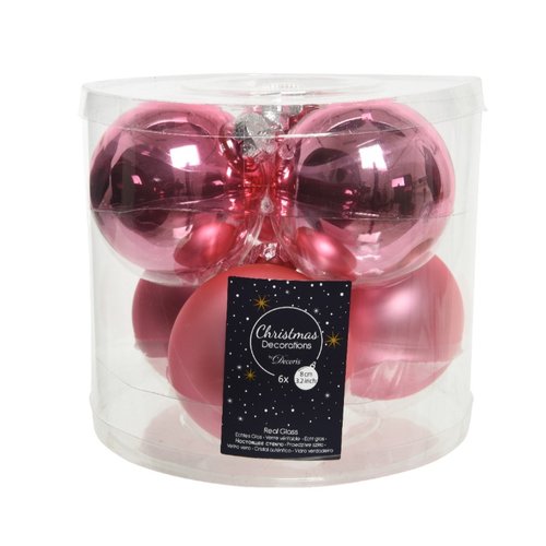 Decoris kerstballen glas lippenstift roze - D 8 cm