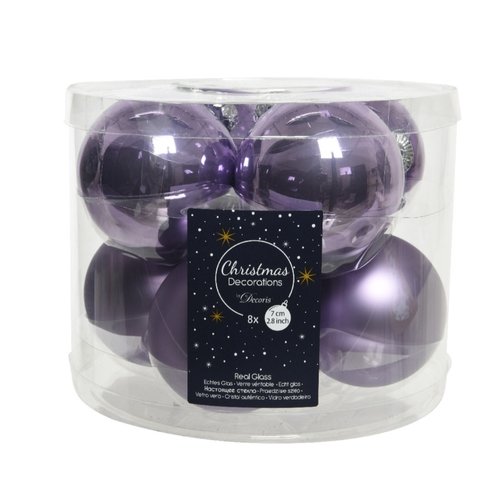 Decoris kerstballen glas heide lila - D 7 cm
