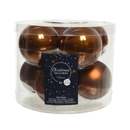 Decoris kerstballen glas kaneel - D 7 cm