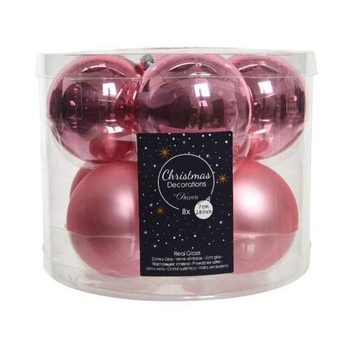Decoris kerstballen glas lippenstift roze - D 7 cm