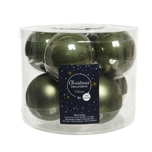 Decoris kerstballen glas mosgroen - D 7 cm