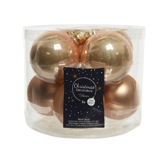 Decoris kerstballen glas toffee - D 7 cm