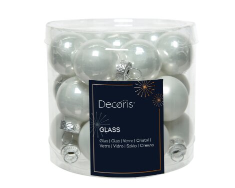 Decoris kerstballen glas winterwit - D 2,5 cm