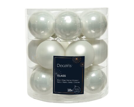Decoris kerstballen glas winterwit - D 4 cm