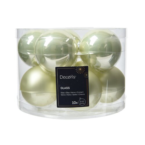 Decoris kerstballen glas wit mint - D 6 cm