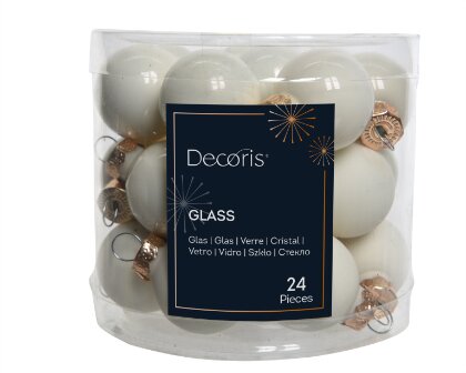 Decoris kerstballen glas wolwit - D 2,5 cm
