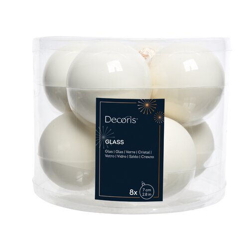 Decoris kerstballen glas wolwit - D 7 cm