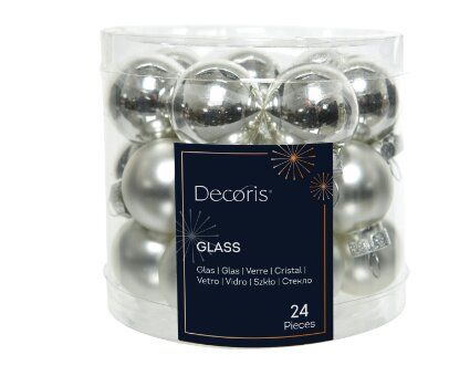 Decoris kerstballen glas zilver - D 2,5 cm