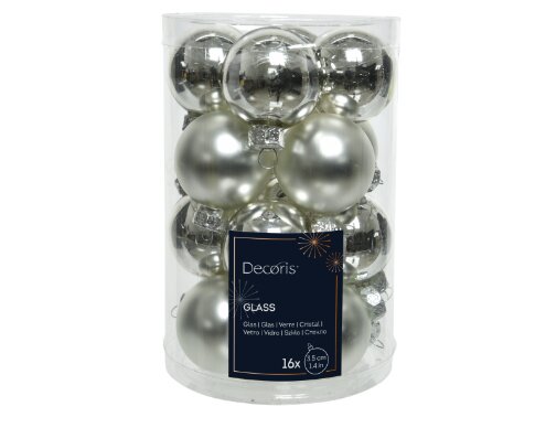 Decoris kerstballen glas zilver - D 3,5 cm