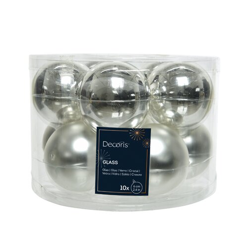 Decoris kerstballen glas zilver - D 6 cm