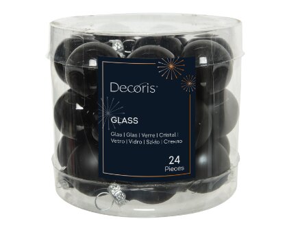 Decoris kerstballen glas zwart - D 2,5 cm
