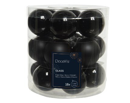 Decoris kerstballen glas zwart - D 4 cm