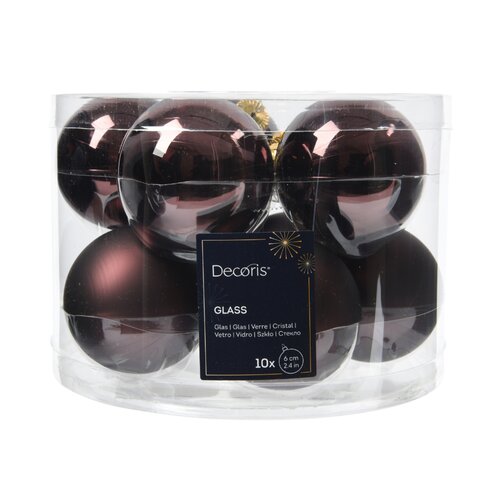 Decoris kerstballen glas zwarte truffel - D 6 cm