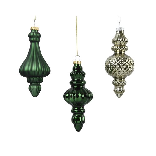 Decoris glazen ornament groen/kleur(en) - D 6 x H 15 cm