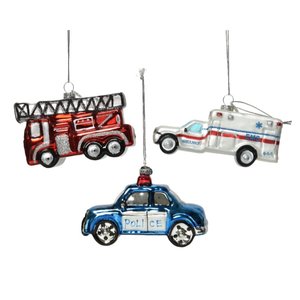 Decoris Glazen Ornament Hulpdiensten 3 ass - afbeelding 1