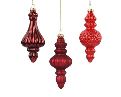 Decoris glazen ornament kerstrood/kleur(en) - D 6 x H 15 cm