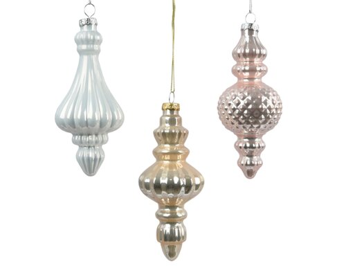 Decoris glazen ornament zacht roze/kleur(en) - D 6 x H 15 cm