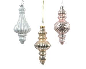 Decoris glazen ornament zacht roze/kleur(en) - D 6 x H 15 cm