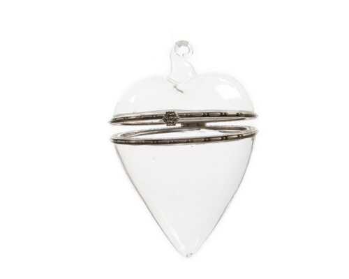 Decoris hart hanger glas  helder - D 7 x H 10 cm