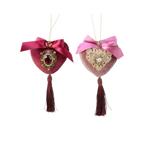 Decoris Hart polyester beads, ribbon, lace 2kl.ass