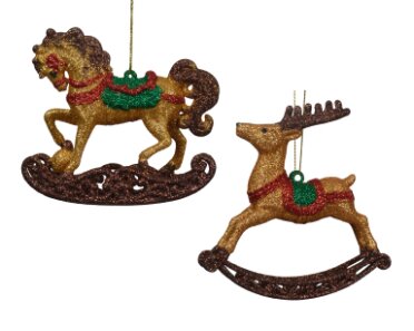 Decoris hobbelpaard hanger kunststof bruin/kleur(en) - L 10,5 x B 2,5 x H 11,5 cm