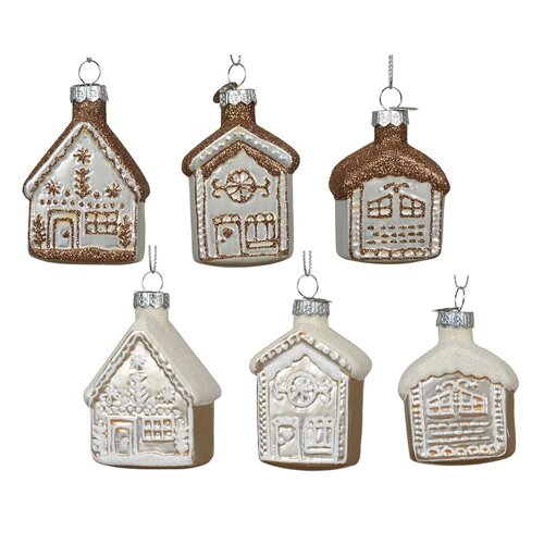 Decoris huisje hanger glas assortie - L 4,5 x B 3,5 x H 7,5 cm