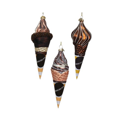 Decoris ijshoorn hanger glas bruin/kleur(en) - L 4,6 x B 4,9 x H 16,4 cm