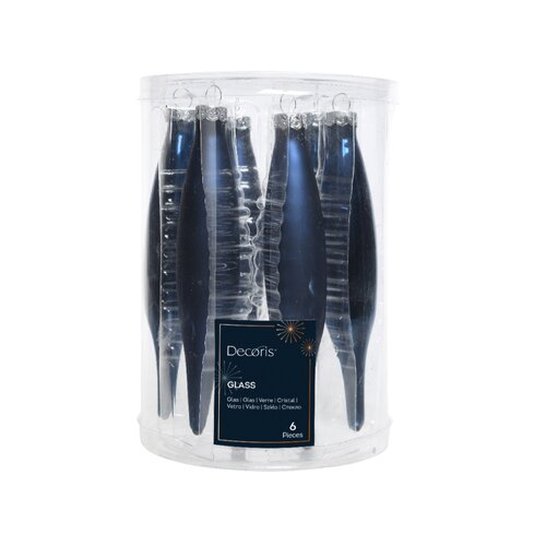 Decoris ijspegels glas Night blue 6 stuks 6 stuks - D 3 x H 15 cm