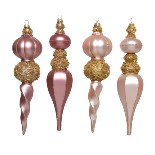 Decoris Ijspegel plastic glitter 4ass - roze/Goud