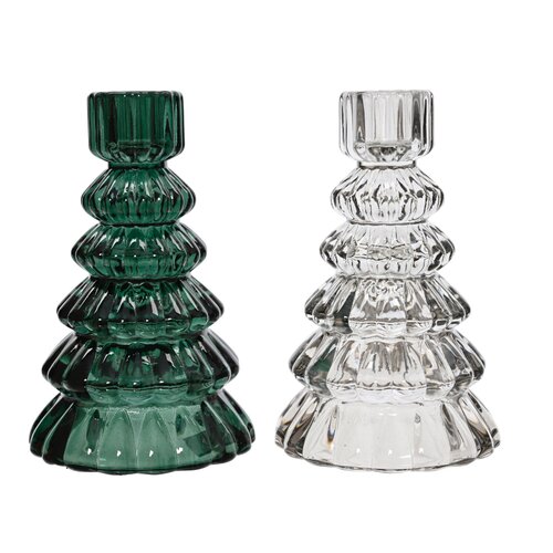 Decoris Kandelaar glas  assortie - D 8,2 x H 13,1 cm