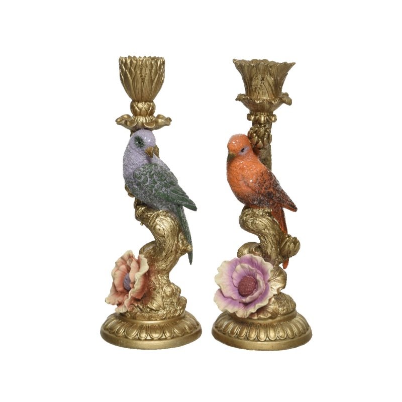 Decoris Kandelaar polyresin bird 2ass Tuincentrum Coppelmans