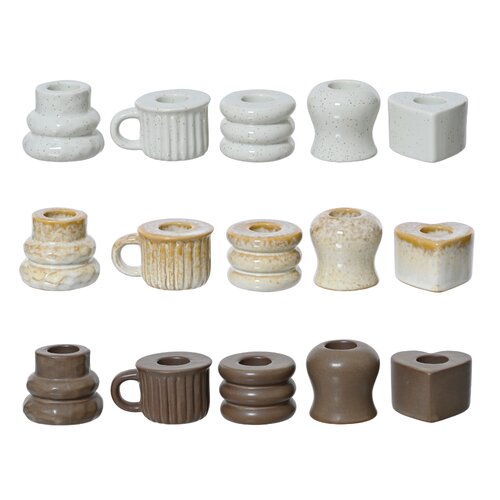 Decoris Kandelaar porselein  assortie - L 5 x B 5 x H 5 cm