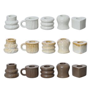 Decoris Kandelaar porselein  assortie - L 5 x B 5 x H 5 cm