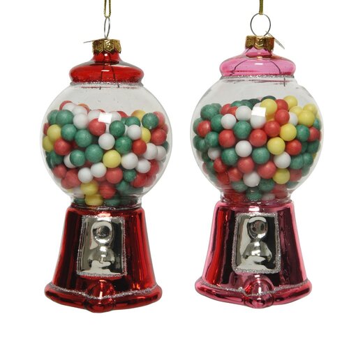 Decoris kauwgomballenautomaat hanger glas assortie - L 6,2 x B 6,2 x H 10,5 cm