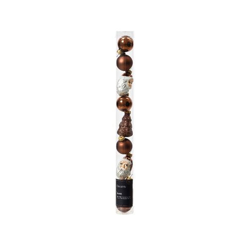 Decoris kerstbal figuren glas Espresso 9 stuks - D 2,7 cm