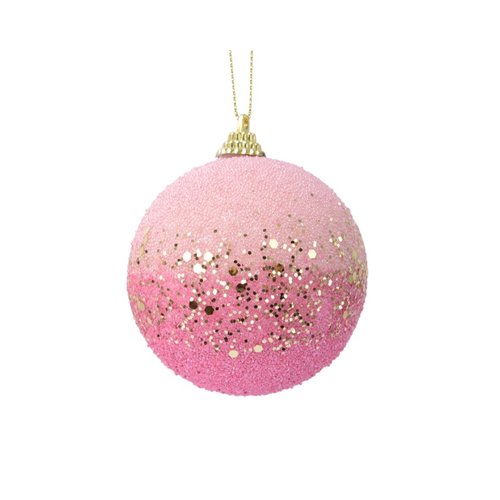 Decoris Kerstbal foam colorflow beads and sequins - roze