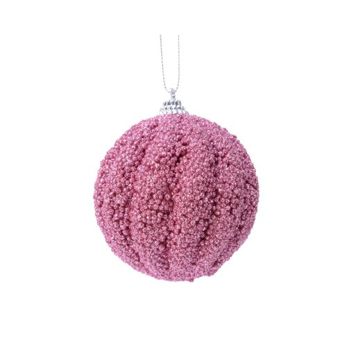 Decoris Kerstbal foam glitter glitter - lippenstift roze
