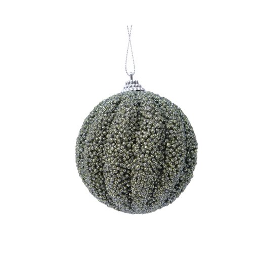 Decoris Kerstbal foam glitter glitter - Mosgroen