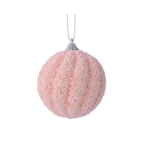 Decoris Kerstbal foam glitter glitter - blushy roze