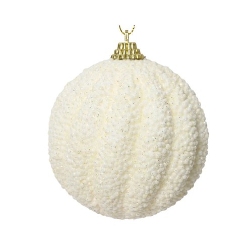 Decoris Kerstbal foam glitter glitter - wolWit