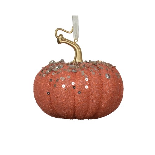Decoris kerstbal foam pompoen - L 9,5 x B 9,5 x H 9 cm