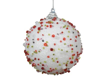 Decoris kerstbal foam wit - D 8 cm