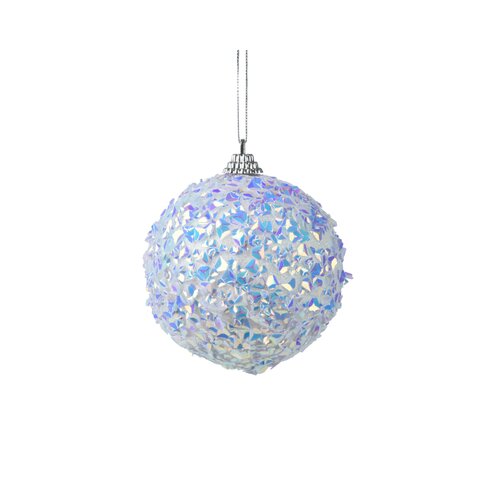 Decoris kerstbal foam wit/kleur(en) - D 10 x L 10 cm