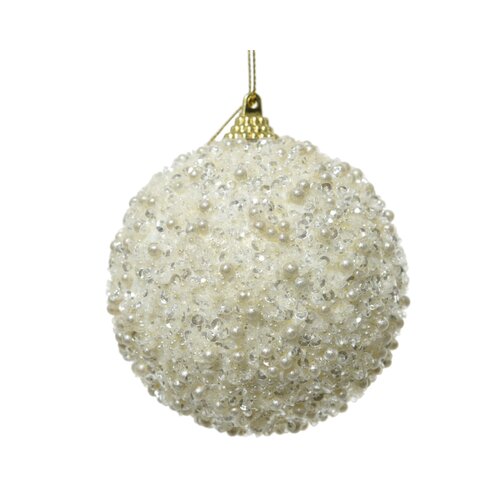 Decoris kerstbal foam wolwit - D 8 cm