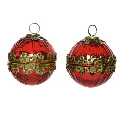 Decoris kerstbal glas 2ass - rood